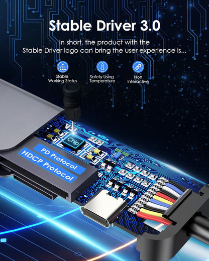 LENTION USB C Hub with 100W Charging, 4K HDMI, Dual Card Reader, USB 3.0 & 2.0 Compatible MacBook Pro, New Mac Air/Surface, Chromebook, More, Stable Driver Adapter (CB-CE18, Space Gray)