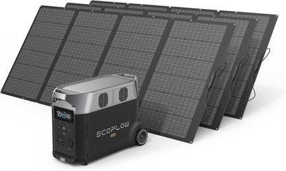 EF ECOFLOW Solar Generator 120V/3.6kWh DELTA Pro with 3x400W Portable Solar Panel, 23% High-Efficiency, 5 AC Outlets, 3600-4500W, Portable Power Station for Home Use Emergency Blackout Camping RV