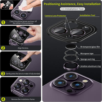 WSKEN for iPhone 14 Pro/iPhone 14 Pro Max Camera Lens Protector,[Night Shooting Mode] HD Tempered Metal Glass Camera Screen Protector Cover Film Accessories, Colorful