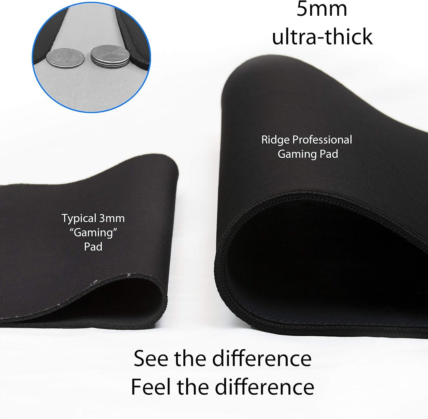 Gaming Mouse Pad (5mm) Massive 46 inch | 46x17.3x0.20 Extra Thick | Black | Stitched Edge, Large Washable Desk Mat