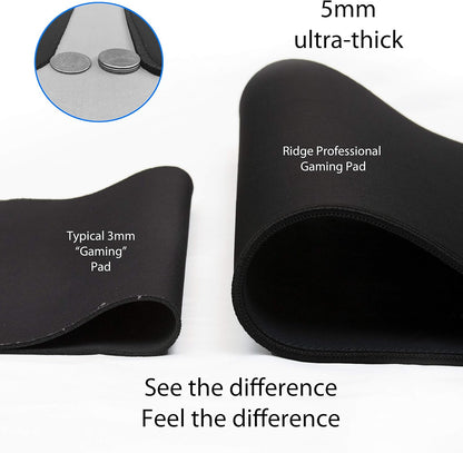 Gaming Mouse Pad (5mm) Extended 36 inch | 36x12x0.20 Extra Thick | Black | Stitched Edge, Large Washable Desk Mat