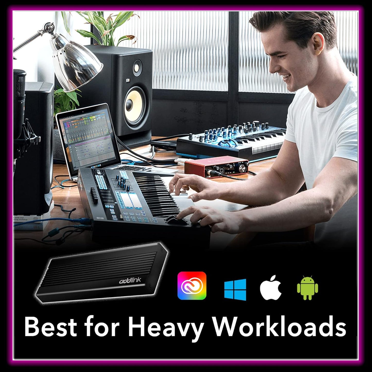 Addlink External Portable SSD 512GB P20 USB 3.2 Gen2 up to 1050MB/s, 3D TLC USB C Solid State Drive, for PC Laptop Mac Windows Linux Android PS4 PS5 Xbox One Smart TV (ad512GBP20B32) Made in Taiwan