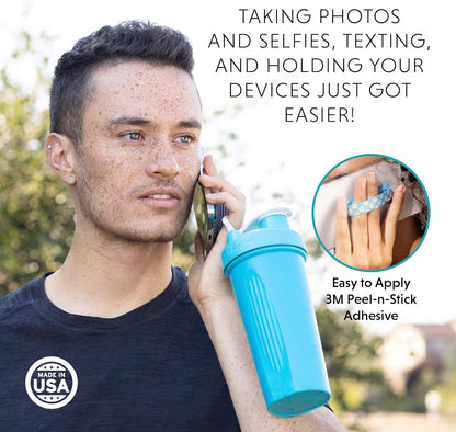 LOVEHANDLE Universal Phone Grip for Smartphones & Mini Tablets - Phone Holder for Hand - Wireless Charging Compatible - Made in The USA - Palm Tree