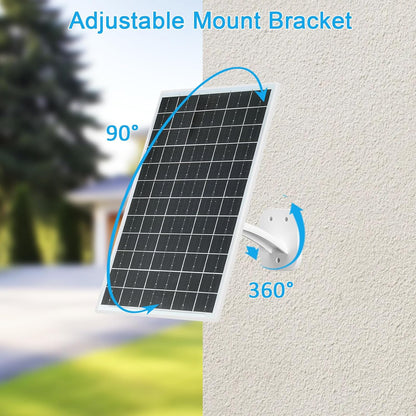 FUTUREZEN 13W Solar Panel for Security Cameras & Trail Cameras, USB-C, Micro USB & 5.5x2.1mm DC Output, IP66 Waterproof, 360° Adjustable Mount, 7.2FT Cable