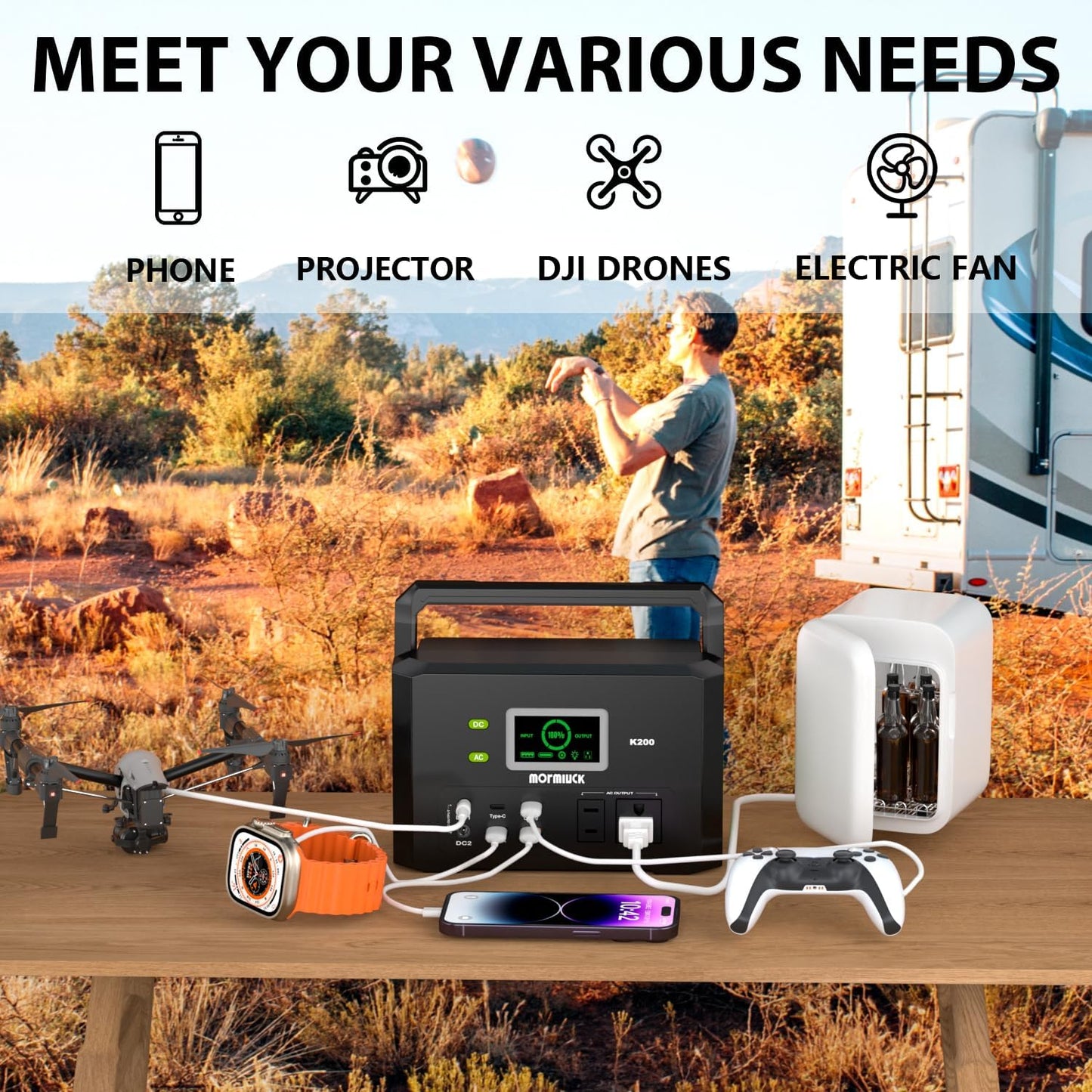 Portable Power Station 200W (400W Peak),118Wh solar power station with 110V/200W AC Outlet,32000mAh Backup Lithium Battery Generator for Home Backup Outdoor Emergency RV