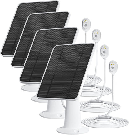 Arlo Solar Panel Charger Compatible with Pro 5S/4/3/3 Floodlight/Ultra/2, 6V 4.5W Solar Panels IP65 Weatherproof w/ 9.8ft Charging Cable, Adjustable Wall Mount, 4 Pack