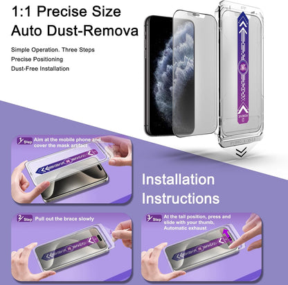 2 Pack Matte Screen Protector for iPhone X/iPhone XS/iPhone 11 Pro, 9H Tempered Glass, Full Coverage, Anti-Fingerprint, Auto Dust-Elimination, No Bubble, Easy Installation