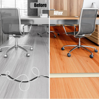 Floor Cord Cover Self Adhesive Cord Hider,10FT Cable Management, Extension Strip Protector for Wires, Prevent Cable Trips for Offices, Gyms, Exhibitions Cavity:0.51"(W) x 0.3"(H) Yellow Wood