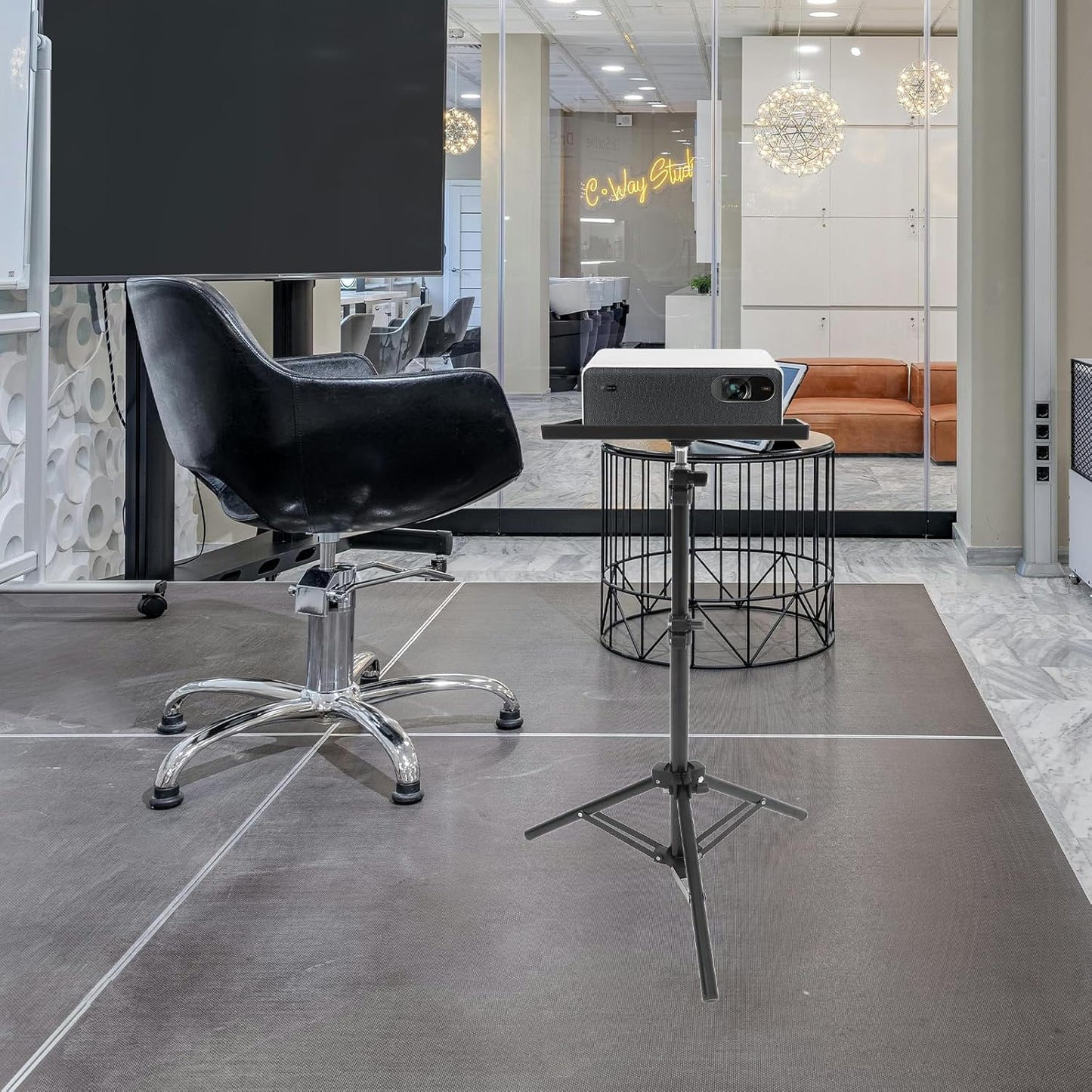 MAGICLULU Projector Stand Tripod 44.88 Inch Height Adjustable Tripod Stand Portable Projector Table with Tray for Office Home Movie Equiqment (Tray Size 7.09 x 9.84Inch)