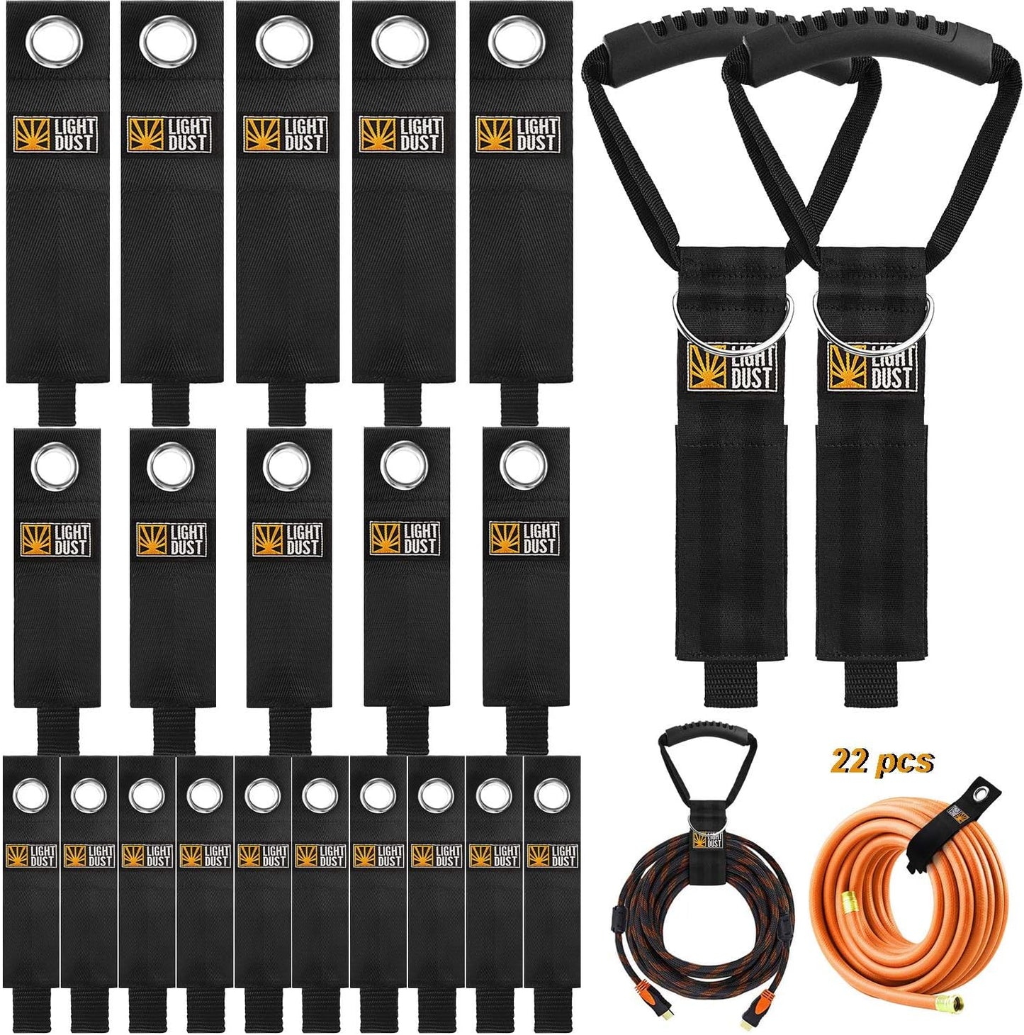22PCS Heavy Duty Storage Straps Garage Organization Tool Organizers and Storage Fastening Straps Cord Wrap Keeper, Cable Straps for Cords, Hoses, Rope, RV, Boat, and Garage Storage and Organization