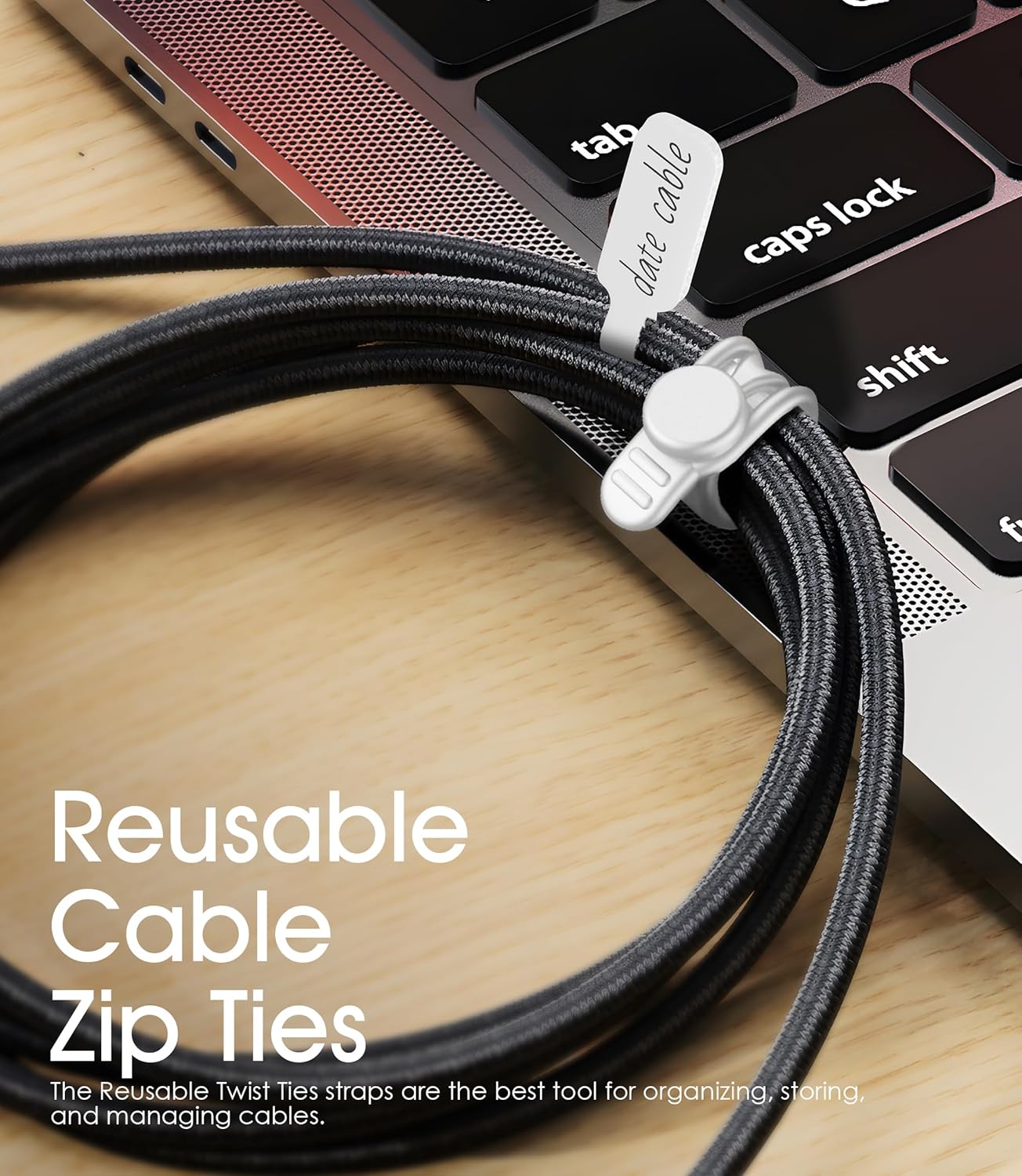 32Pcs Nearockle Cable Labels and Silicone Cable Ties Cable Management Set, Reusable 16 Cable Ties+16 Cord Labels for Electronics, Travel Home Office Desk Wire Organization (White)