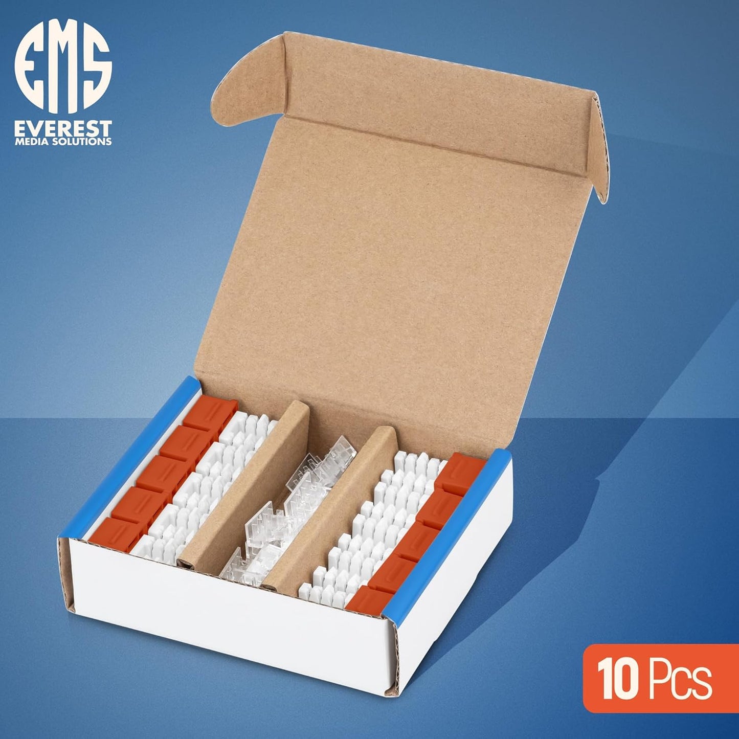 Everest 90° Angled RJ45 Cat6 Keystone Jacks 10-Pack in Orange - Slim Profile Female RJ45 Connectors - Cat 6 Keystone Jack - Compatible with 90° Angled Speed Termination Tool - easyJACK (B094WB91H3)