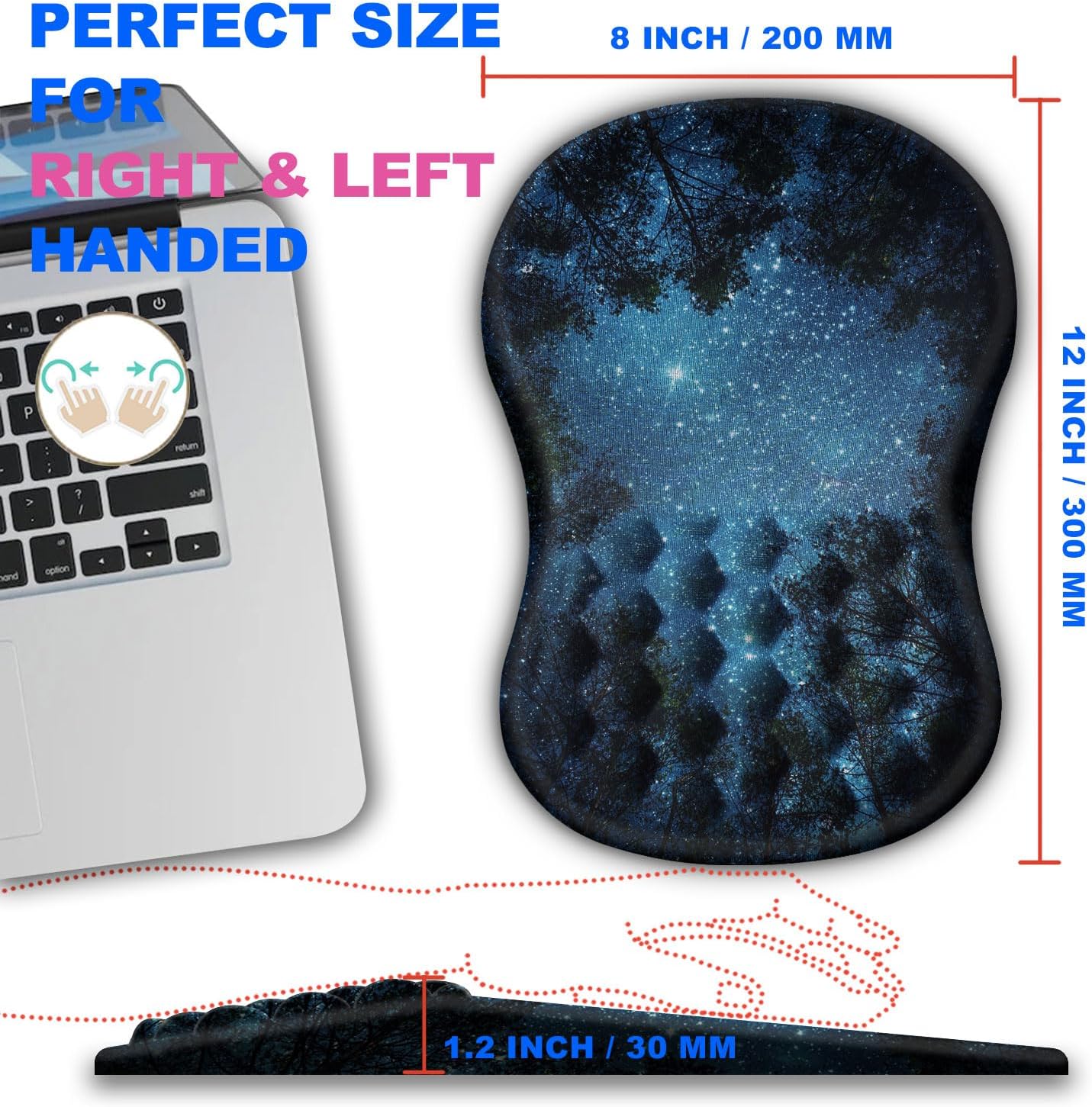 Mouse Pad Wrist Support, Ergonomic Mouse Pad with Massage Dot, Comfortable Computer Mouse Pad for Laptop, Wrist Rest Pain Relief Mousepad with Non-Slip PU Base for Office & Home, 12 x 8 in