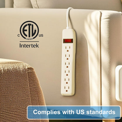 6-Outlet Surge Protector 2pk – 250 Joules, 2ft Cord, 15A/125V, 1875W Max – Right Angle Plug, Black – Home, Office, & Electronics Protection