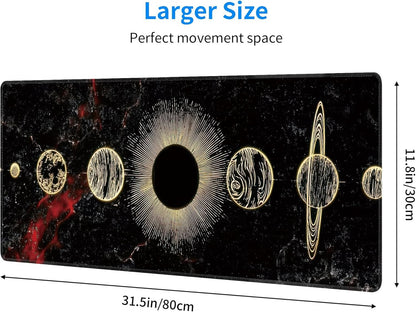 Galaxy Planet Large Mouse Pad,Gaming Keyboard Desk Pad,Extended Mouse Mat Non-Slip Rubber Base with Stitched Edges for Office Game Home XL 31.5"x11.8"