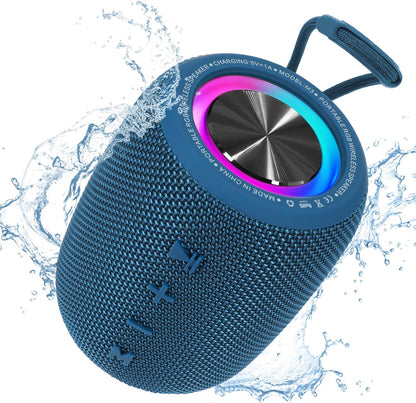 Portable Bluetooth Speaker, BT5.3 Wireless Speaker 20W Bass Diaphragms with Multi LED Light Dynamic Modes, IPX6 Waterproof 16H Playtime supports FM Mode, TF, USB for Home, Cycling, Outdoor, Beach