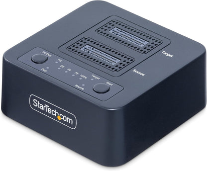 StarTech.com 1:1 M.2 NVMe Drive Duplicator, 90GBpm Standalone M.2 SSD Cloner/Copier, USB-C 3.2 20Gbps M.2 Dual-Bay Drive Dock