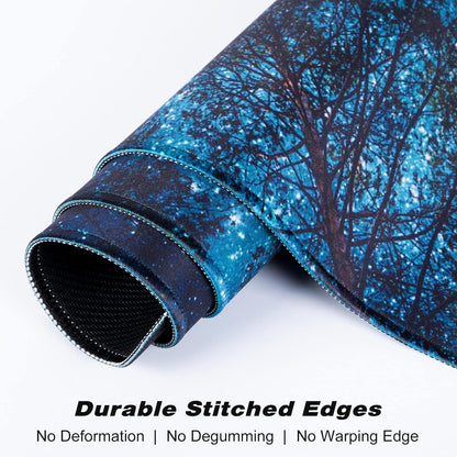 Extended Gaming Mouse Pad, XXL Large Mouse Mat 30 x 14 Inch, Big Computer Keyboard Mousepad, Waterproof Desk Pad with Stitched Edges and Non-Slip Base for Women Office Gaming, Galaxy Tree