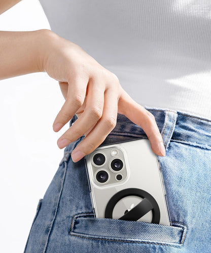 GONEZ Magnetic Phone Grip Compatible with MagSafe, Removable Silicone Loop Grip, Phone Ring Holder for Back of Phone for iPhone 16/15/14/13/12 Series, Black