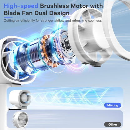 Personal Handheld Fan, Portable 3-in-1 High-Speed Turbo Fan with 5 Gear Wind, USB Mini Personal with 4000mAh Rechargeable Battery for Outdoor/Summer/Travel/Camping/Vacation Essentials Grey