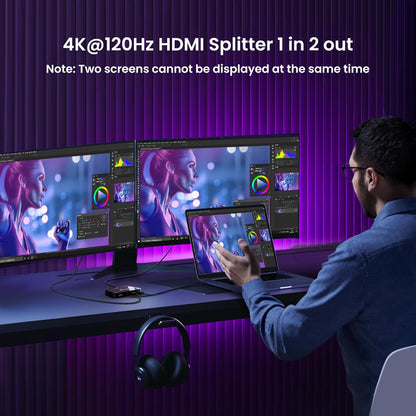 NEWCARE HDMI 2.1 Switch 2 in 1 Out with 2.6ft 8K Cable, HDMI Switcher 4K@120Hz, Bi-Directional HDMI Splitter Supports 8K@60Hz HDR10+ 3D Dolby VRR HDCP2.3 for TV PS5 Xbox Laptop Projector