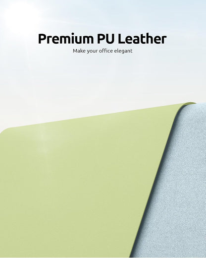 YSAGi Leather Desk Protector, Office Mat, Large Mouse Mat, Non-Slip PU Leather Blotter, Laptop Desk, Waterproof Writing Pad for Office and Home (Peak Green, 35.4" x 17")