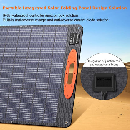 N-Type 16BB 200W Portable Solar Panel for EF/Jackery/Bluetti/Anker Power Station 20V Foldable Solar Panel 25% High Efficiency IP68 Waterproof for Outdoor Trip RV Camping Blackout Off Grid