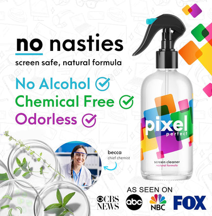 Pixel Perfect | 16.9oz | XL Screen Cleaner Kit, for TV, Laptops, Computers, Monitors, Phones, Tablets | 500ml Cleaning Kit, Premium Natural Spray