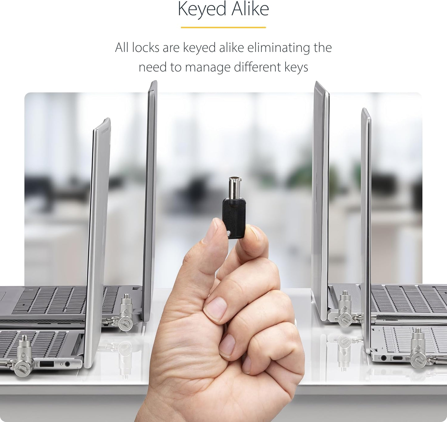 StarTech.com 25-Pack Universal Laptop Lock 6.6ft (2m), Keyed Alike Security Cable, Compatible with Noble Wedge/Nano/K-Slot, TAA