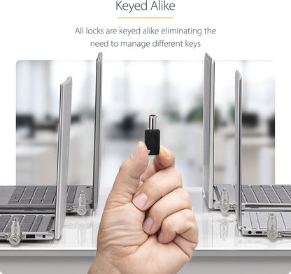 StarTech.com 25-Pack Universal Laptop Lock 6.6ft (2m), Keyed Alike Security Cable, Compatible with Noble Wedge/Nano/K-Slot, TAA