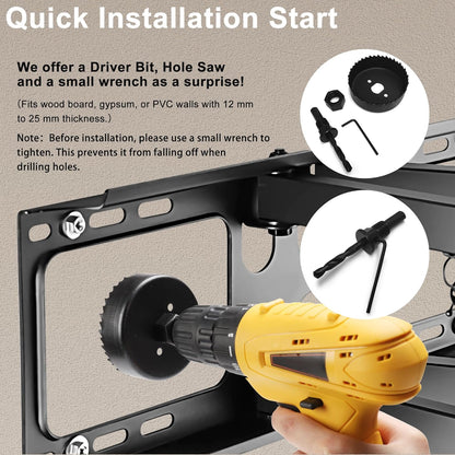 Cord Hider for Wall Mount TV, in Wall Cable Management Kit for Large Capacity, Wall Cable Hider Behind The Wall, Cable Raceway White Includes Hole Saw Dril Attachment - 2 Pass Locking Brackets