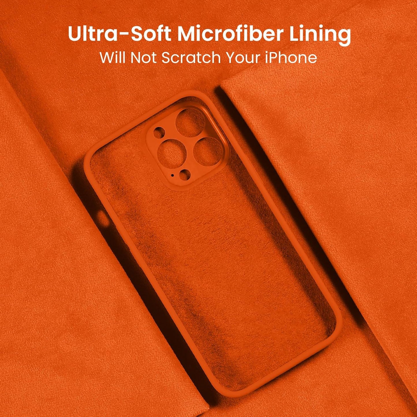 FireNova Designed for iPhone 13 Pro Case, Silicone Upgraded [Camera Protection] Phone Case with [2 Screen Protectors], Soft Anti-Scratch Microfiber Lining Inside, 6.1 inch, Neon Orange