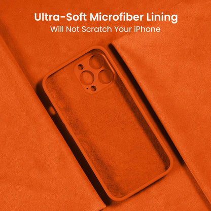 FireNova Designed for iPhone 13 Pro Case, Silicone Upgraded [Camera Protection] Phone Case with [2 Screen Protectors], Soft Anti-Scratch Microfiber Lining Inside, 6.1 inch, Neon Orange