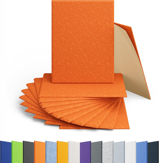 12 Pack Acoustic Panels Self Adhesive Sound Proof Foam, High Density Sound Acoustic Panel, 16X12X0.4 Inch 4:3 Rectangle Panels in Home, Office, Reccording Room, Studio, more(Orange-Red)