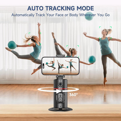Auto Face Tracking Tripod, No App, Smart Shooting Phone Holder with Remote, 360° Rotation Body Phone Camera Mount with Phone Holder Body Smart Tracking Tripod for Vlog/TIK Tok, Rechargeable Battery