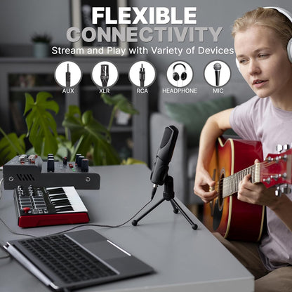 Pyle 3-Channel Professional Wireless DJ Audio Mixer - Bluetooth 5.0 - USB Interface - XLR+6.35mm Mic/Line/Guitar Input - 3.5mm Mic Input - RCA - AUX - Headphone Jack - +48V Phantom Power - PAD33MXUBT