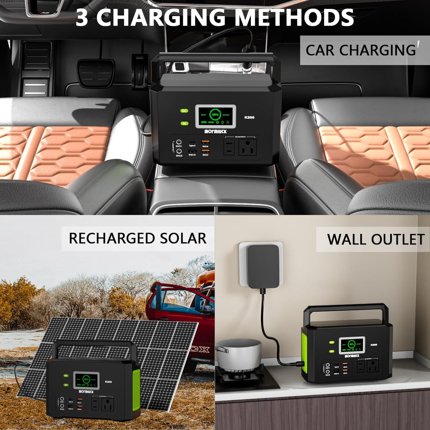 Portable Power Station 200W (400W Peak),118Wh solar power station with 110V/200W AC Outlet,32000mAh Backup Lithium Battery Generator for Home Backup Outdoor Emergency RV