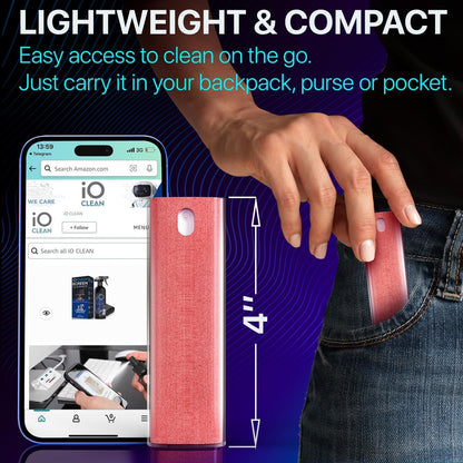 Mini Screen Cleaner Spray – Finger Proof Screen Cleaner for Smartphones, iPads, MacBooks, Laptops, Car Screens, Touchscreens – 3in1 Mist Cleaner, Microfiber Cloth and Protective Cover -Yellow