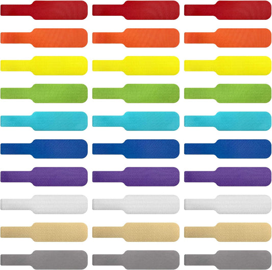 Cable Labels - Wrap-It Storage - Large, Multi-Color (30-Pack) - Colorful Labels for Basement and Office Organizing
