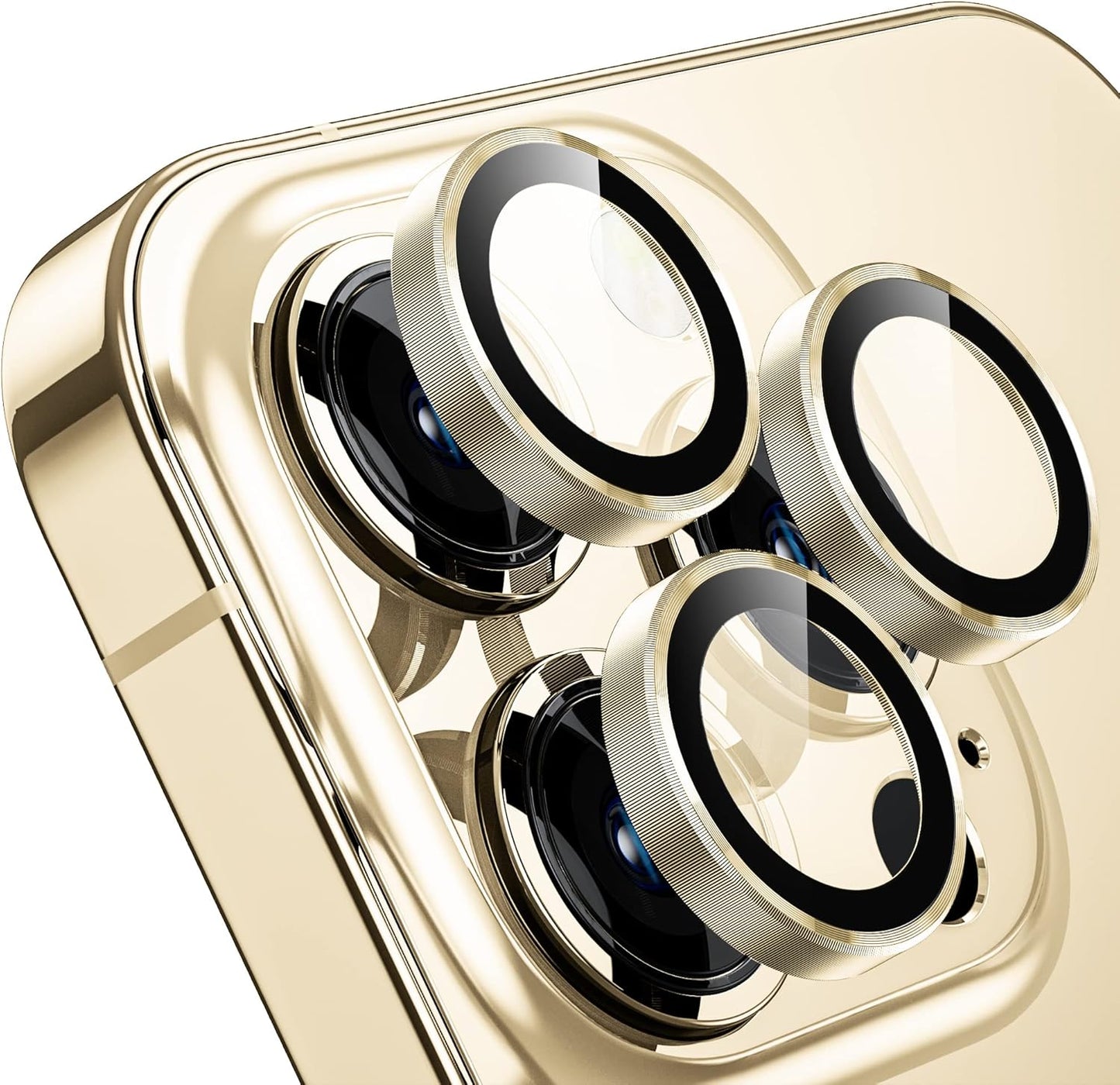 WSKEN for iPhone 14 Pro/iPhone 14 Pro Max Camera Lens Protector,[Night Shooting Mode] HD Tempered Metal Glass Camera Screen Protector Cover Film Accessories, Gold
