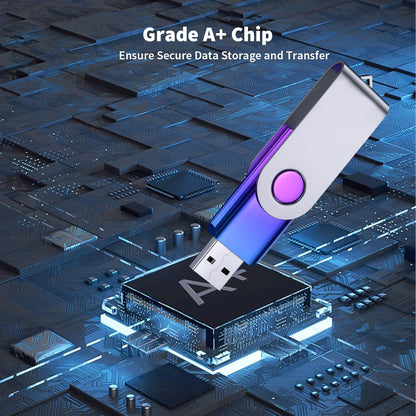 ABLAZE 128GB Flash Drive 2 Pack, USB 2.0 Thumb Drives with Lanyards Swivel USB Memory Stick 128GB（Green and Purple