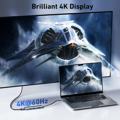 BENFEI 7-in-1 USB C Hub with HDMI(4K@60Hz), 2 USB-A, 1 USB-C Data, 100W Charge, SD/TF Card Reader, Silicone Tangle-Free Cable Compatible with MacBook Pro/Air, iPad Pro, iMac, iPhone 15 Pro/Pro Max