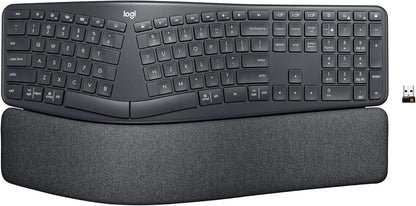 Logitech ERGO K860 Wireless Ergonomic Keyboard - Split Keyboard, Wrist Rest, Natural Typing, Stain-Resistant Fabric, Bluetooth and USB Connectivity, Compatible with Windows/Mac, Black