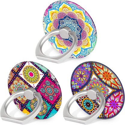 Bonoma Cell Phone Ring Holder Stand, 3 Pack Colorful Mandala 360 Rotation Universal Smartphone Ring Grip Stand Compatible with Smartphones and Tablets