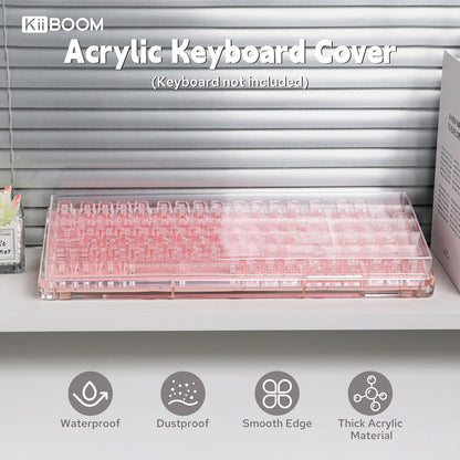 KiiBoom Premium Acrylic Transparent Keyboard Dust Cover, Waterproof, Anti-Dust, Anti-Cat Protector Cover Lid for Mechanical Keyboard (Clear, 15.4'' x 5.3'' x 0.78'')