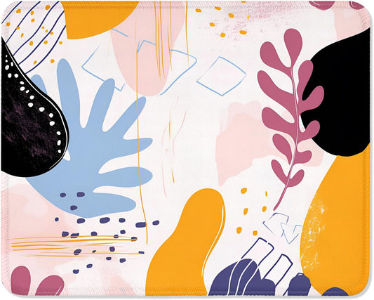 ITNRSIIET Mouse Pad with Stitched Edge Premium Textured Smooth Precise Operation Waterproof Washable Non-Slip Rubber Base Desktop Protection Mat, 10.2×8.3×0.12 inches, Art Style Pattern