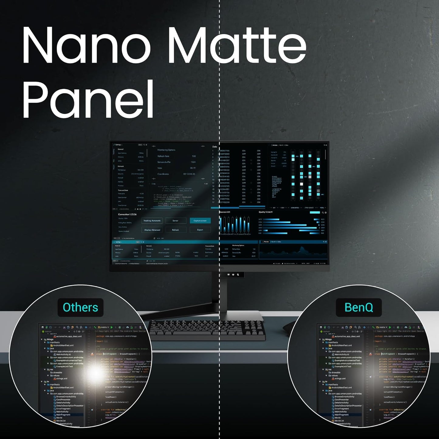 BenQ RD320UA 32” 4K 3840x2160 Programming Monitor with 2000:1 Contrast Ratio, Nano Matte Panel, MoonHalo, 90W USB-C, Coding Modes, Night Hours Protection, Ergonomic Stand, and Eye-Care Technology