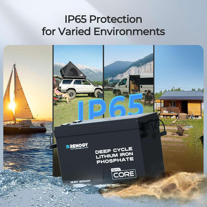 Renogy 12V 200Ah LiFePO4 Lithium Battery Mini Size, Up to 5000+ Deep Cycles, 200A Upgraded BMS, 380A Peak Discharge W/Low Temp Protection, Compact Size for RV, Marine, Solar, Trolling Motor Backpower