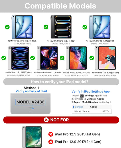 typecase Touch Case with Keyboard for iPad Pro 13-inch(M4, 2024), iPad Air 13-inch(M3, 2025/M2, 2024) & iPad Pro 12.9(6th/5th/4th/3rd Gen), Trackpad, 360° Rotatable, 11-Colors Backlit, Pale Purple