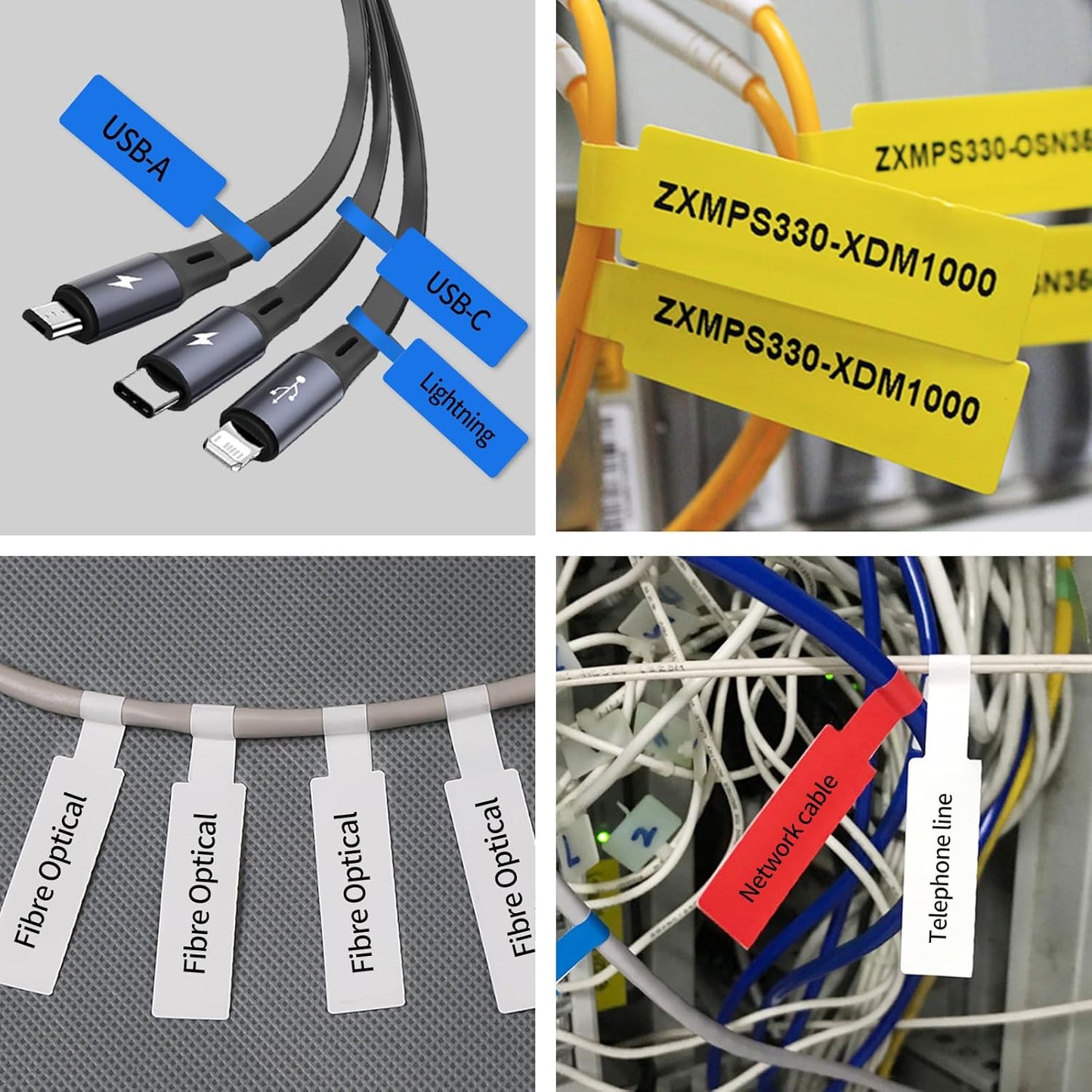 100 Pcs Cable Labels - Waterproof Wire Cord Label, Tear Resistant Wire Labels, Self Adhesive Cord Organizing Label, for Cable Management, Compatible with PUQU AQ20 Label Makers(Green) 25x78mm